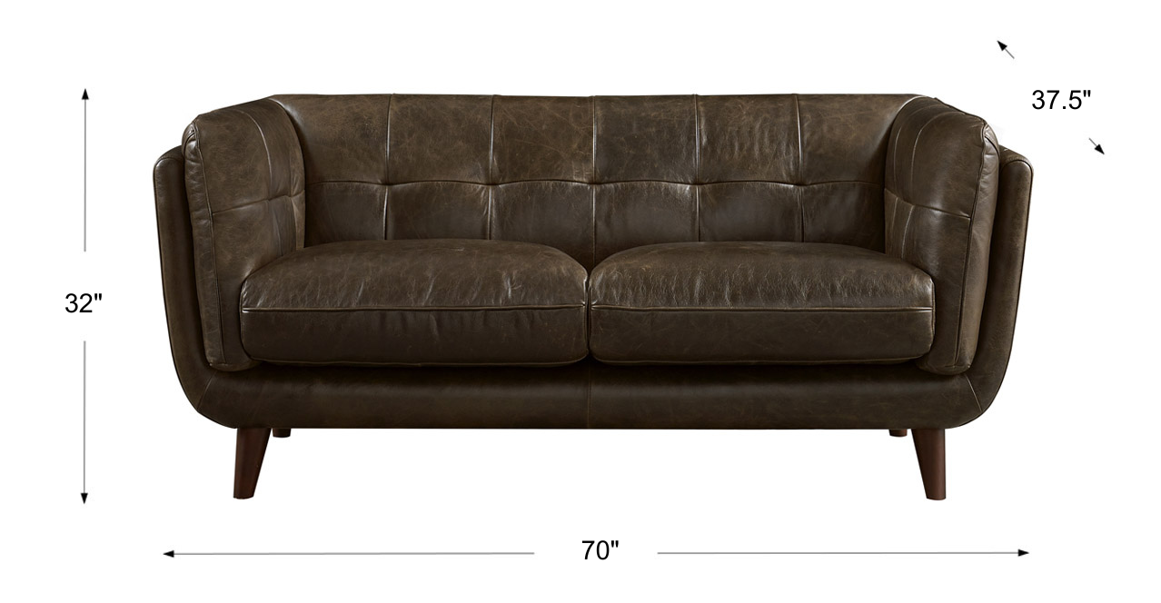 Solana Waxy Pull-up Leather Loveseat, Cambridge Black